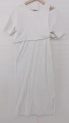 ◇ AZUL BY MOUSSY シンプル 無地 こなれ感 レイヤード風 半袖 膝下丈 ワンピース サイズM ホワイト系 レディース E  【1306210001141】