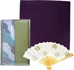 茶道 初めてセット 基本3点 男性用 帛紗（紫） 友禅袋入懐紙 扇子…