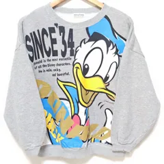 ディズニー公式◎【Mickey family】ミッキー ファミリー ヴィンテージ 90's スウェット トレーナー プルオーバー ビッグシルエット ドロップショルダー ディズニー ドナルド ダック 綿100% 杢グレー 霜降り レディース /M24323ja