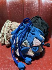 ちりめん生地 巾着 ハンドメイド 3点