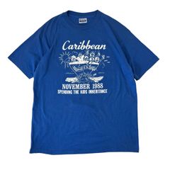 XL 80s USA製 Hanes 海 イラスト ポップ Tシャツ シングルステッチ ヴィンテージ 青 ブルー