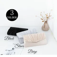 フォーマルバッグ　結婚式　クラッチ　上品　大人　キレイめのカバン プリーツ　チェーンショルダー