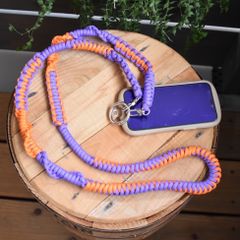 パラコードストラップ　ショルダーストラップ　スマホショルダー　オレンジ×パープル