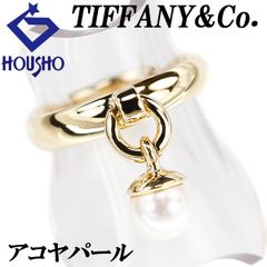 ティファニー アコヤ真珠 ドアノック リング K18イエローゴールド TIFFANY&Co. 一粒パール 揺れる 中古 宝正 901167