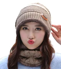 [ReiLuana] [レイルアナ] ネック ウォーマー ニット 帽子 キャップ ビーニー 防寒 保温 アウトドア 男女兼用 暖かい 人気 可愛い お洒落 カッコいい マフラー ストール 頭 首 伸縮性 小顔 効果 プレゼント クリスマス 冬  [カーキ]