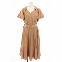 ジルスチュアート JILL STUART フレアスリーブシャツワンピース ロング 半袖 プリーツ ベルト FR ピンクベージュ 125-9140020 /YT