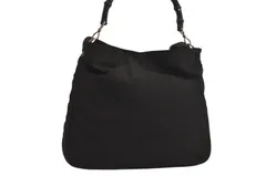 GUCCI グッチ ヴィンテージ バンブー ショルダーハンドバッグ ナイロン レザー ブラック 6344M