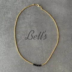 ビーズネックレス　チョーカー　ハンドメイド　ゴールド×ブラック