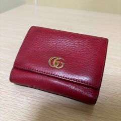 グッチ GUCCI GGマーモント 三つ折り財布 レザー ピンク 523277 - メルカリ