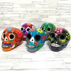 メキシカンスカルオブジェセット　ハンドメイドカラベラ　一点物 メキシカンスカルオブジェセット ハンドメイドカラベラ 一点物