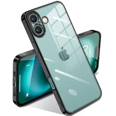 新品 iPhone 16 用 ケース クリア 耐衝撃 アイフォン16 カバー 透明 メッキ加工 完全な保護 黄変防止 落下防止 ファッション 薄型 軽量 TPU 柔らかい ワイヤレス充電 人気 保護カバー(ブラック)