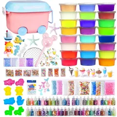 【数量限定】slime 含有24個入りふわふわクリスタル粘土 カラフルフォーム紙吹雪 果物切片 6歳以上 金魚鉢ビーズ 手作りツール おもちゃ セット DIY 水晶粘土 キット スライム