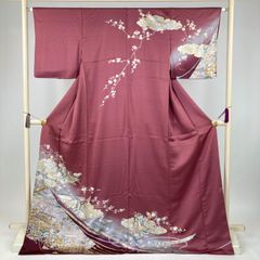 訪問着 暈し染め 蔦模様 袷 正絹、未使用しつけ糸付きNo625F - メルカリ