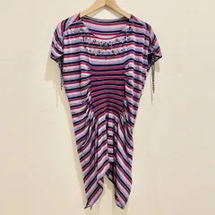 #snc イタリヤ 伊太利屋 チュニック 13 紫系 紺 大きいサイズ ボーダー ビジュー 美品 タグ付き レディース [838491]のサムネイル