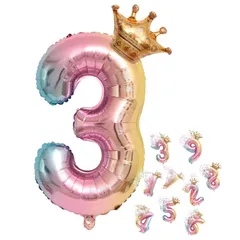 【数量限定】32インチ デコレーション装飾 王冠 大きい 0-9 バルーン バルーン 結婚式 飾り風船 記念日 パーティー 子供 数字 大人兼用 誕生日 虹色3 養楽堂