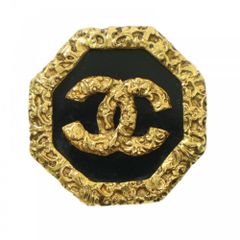 シャネル ブローチ レディース ココマーク 溶岩 マグマ アクセサリー ヴィンテージ CHANEL GP    93A ゴールド ブラック 黒 約24.3g 1993年【中古品】
