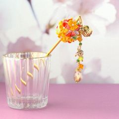 ❁大人かわいいつまみ細工菜の花かんざし❁ミニボールブーケ・簪・和装髪飾り・和玉かんざし・ボールブーケ・簪・卒業式・入学式・成人式・七五三・着物・和装・浴衣髪飾り・ハンドメイド・ヘアアクセサリー・記念日・行事