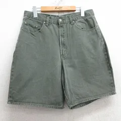 W32/古着 ルート66 ショート パンツ ショーツ メンズ 00s コットン 濃緑 グリーン デニム 25jul01 中古 ボトムス 短パン ショーパン ハーフのサムネイル