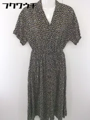 ◇ LOWRYS FARM ローリーズファーム 総柄 半袖 ロング ワンピース サイズF ブラック イエロー レディース  【中古】 【1203070003578】
