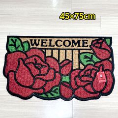 コイヤーマット　玄関マット　屋外用　薔薇　四角　約45×75cm　welcome　ローズ　送料無料