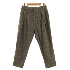 スタディオクリップ Studio Clip パンツ テーパード タック ウエストゴム ストレッチ 起毛 ウール混 チェック ブラウン 茶 ベージュ ネイビー 紺 ブルー系 水色 M