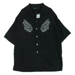 MINEDENIM マインデニム 2504-5002 Cu.Denim Boot Crest Open Collar SH 4ozライトオンス デニム キュプラ糸 ウエスタンブーツ柄 刺繍 オープンカラー 半袖 シャツ ブラック系 1【極上美品】【中古】