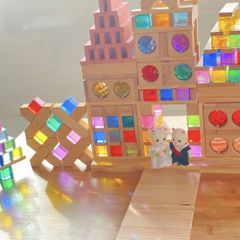 アクリル積み木　アクリルキューブ 60個 ハウス 3個 セット おもちゃ つみき