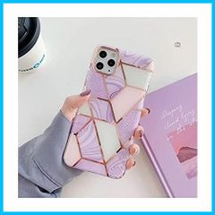 【在庫処分】iPhonecase 女性向け スマホケース 話題 耐衝撃 人気 インスタ かわいい 綺麗 カバー iphone 携帯 おしゃれ (パープル アイフォンケース 可愛い 韓国 ケース iPhone15) 大理石 i-Blason風 lili