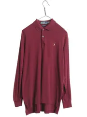 【お得なクーポン配布中!】 00s ポロ ラルフローレン 長袖 ポロシャツ メンズ M / オールド 薄手 長袖シャツ 100% ピマ コットン ストレッチ カットソー ワンポイント