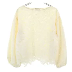 UNITED ARROWS ユナイテッドアローズ 日本製 長袖 ボートネック 総レース ブラウス 36 アイボリー プルオーバー レディース 古着