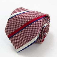 メイル&コー ブランド ネクタイ ストライプ柄 格子柄 シルク PO メンズ レッド MALE & Co 【中古】