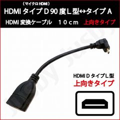 HDMIケーブル HDMIタイプD (マイクロHDMI)-タイプA 90度L字