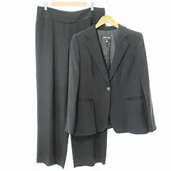 ジョルジオアルマーニ GIORGIO ARMANI 美品 大きいサイズ セットアップ パンツ スーツ ストライプ 48 黒 0730 IBO73のサムネイル