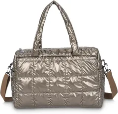 MT's SHOP トートバッグ ショルダー レディース A4 軽量 光沢 キルティング ふわふわ サイドポケット 斜めがけ 手提げ 通勤 SH400(シャンパンゴールド)