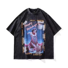 メンズ レディース半袖Tシャツ 映画 アートTシャツ STAR WARS レイア姫　色落ちブラック Mサイズ