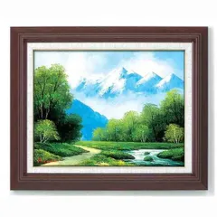 【真作】絵画　工藤昭重　油彩10号　北アルプス　緑映える風景画　W133 真作】絵画 工藤昭重 油彩10号 北アルプス 緑映える風景画 W133