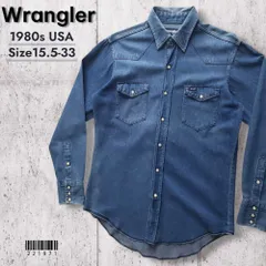 Wranglerラングラー■良品 1980s vintage USA製 70127MW 長袖 デニム ウエスタンシャツ 15.5×33 一般M相当 ダンガリー カウボーイ