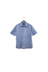 BURBERRY BLACK LABEL blue shirt バーバリーブラックレーベル 半袖シャツ ブルー サイズ3 ロゴ刺繍 メンズ ヴィンテージ ネ