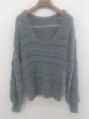 ◇ ITEMS URBAN RESEARCH アーバンリサーチ デザイン 長袖 ニット セーター サイズF ブルー グレー系 レディース P  【1212230002788】