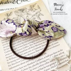 ⭐️3点売れました⭐️ おしゃれな ウィリアムモリス ピンパーネル 淡い ピンク パープル 紫 花柄 リボン ヘアゴム