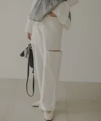 夢展望公式 [新品未使用] スラッシュカットデニムパンツ [オフホワイト] 他カラー別ページ有 rectangle パンツ デニムパンツ（フルレングス） 533343-03