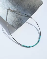 turquoise square beads vintage necklace ターコイズブルー スクエア ビーズ デザイン ヴィンテージ ネックレス