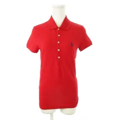 ポロ ラルフローレン POLO RALPH LAUREN ポロシャツ ロング丈 半袖 鹿の子 ロゴ刺繍 ゴルフ 小さいサイズ XS 赤 レッド /MN18 ■GY43