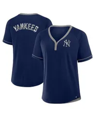 【送料無料】 ファナティクス レディース Tシャツ トップス Women's Navy New York Yankees League Diva Star Raglan V-Neck T-Shirt Navy