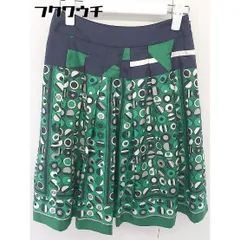 ◇ INED イネド 総柄 膝丈 フレア スカート サイズ7 グリーン系 レディース  【中古】 【1107190007686】