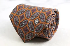 ダンヒル ブランド ネクタイ シルク 格子柄 総柄 伊製生地 PO メンズ オレンジ Dunhill 【中古】