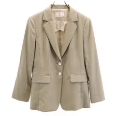 U by ungaro ユーバイウンガロ 日本製 シルクブレンド テーラードジャケット 40 グレージュ レディース 古着