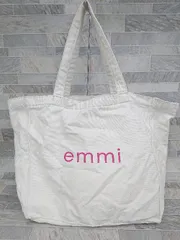 ◇ emmi wellness & oneness　エミ ロゴ　大容量　キャンバス トート　バッグ ホワイト レディース P  【1410160000069】
