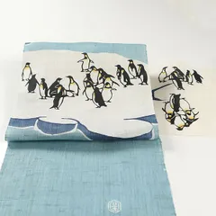 栗山吉三郎ペンギン一度のみ使用夏帯名古屋