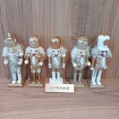 【新品】クリスマス　オーナメント　クルミ割り人形 5体セット ゴールド　飾り①